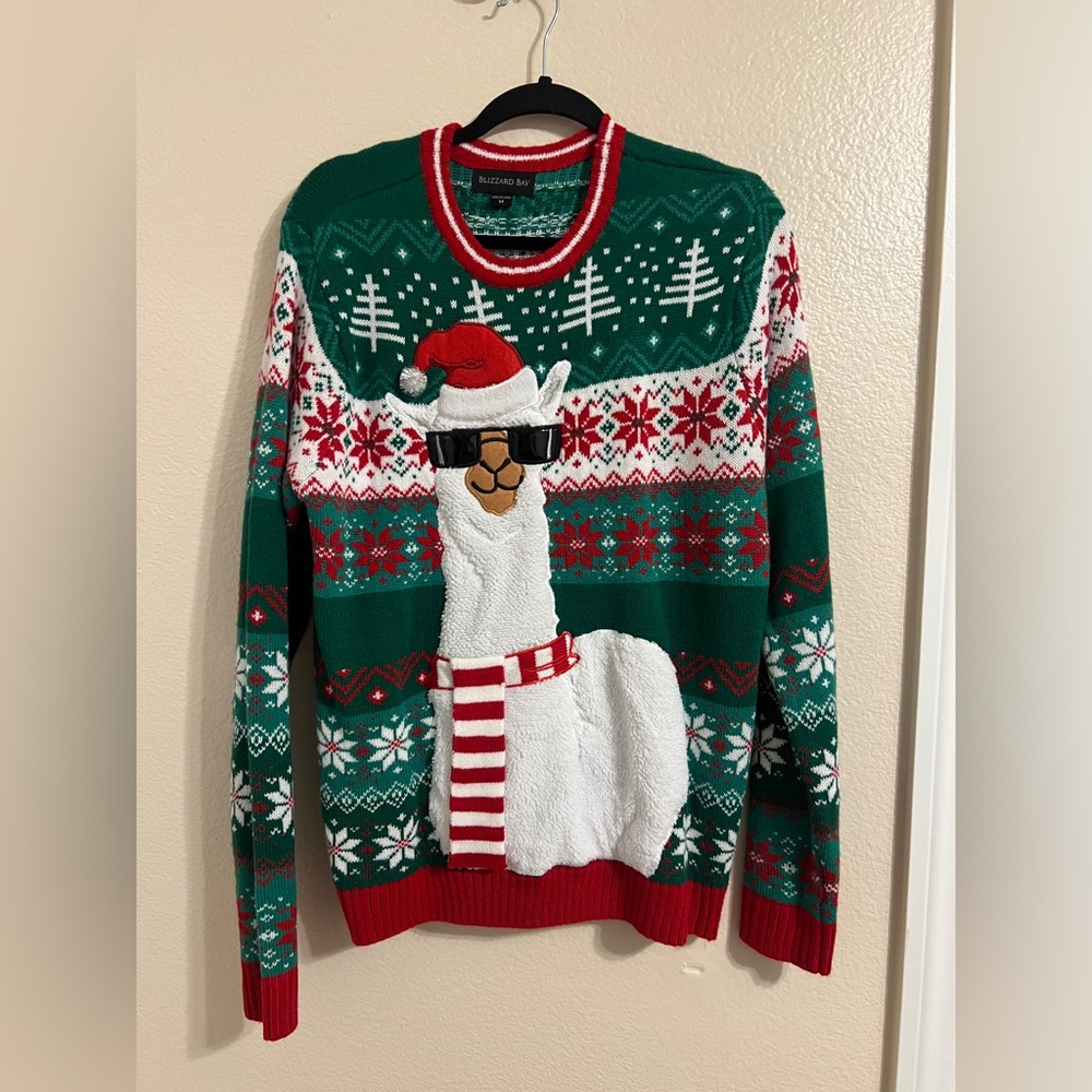 Ugly Sweater - Green Christmas Llama Sweater
